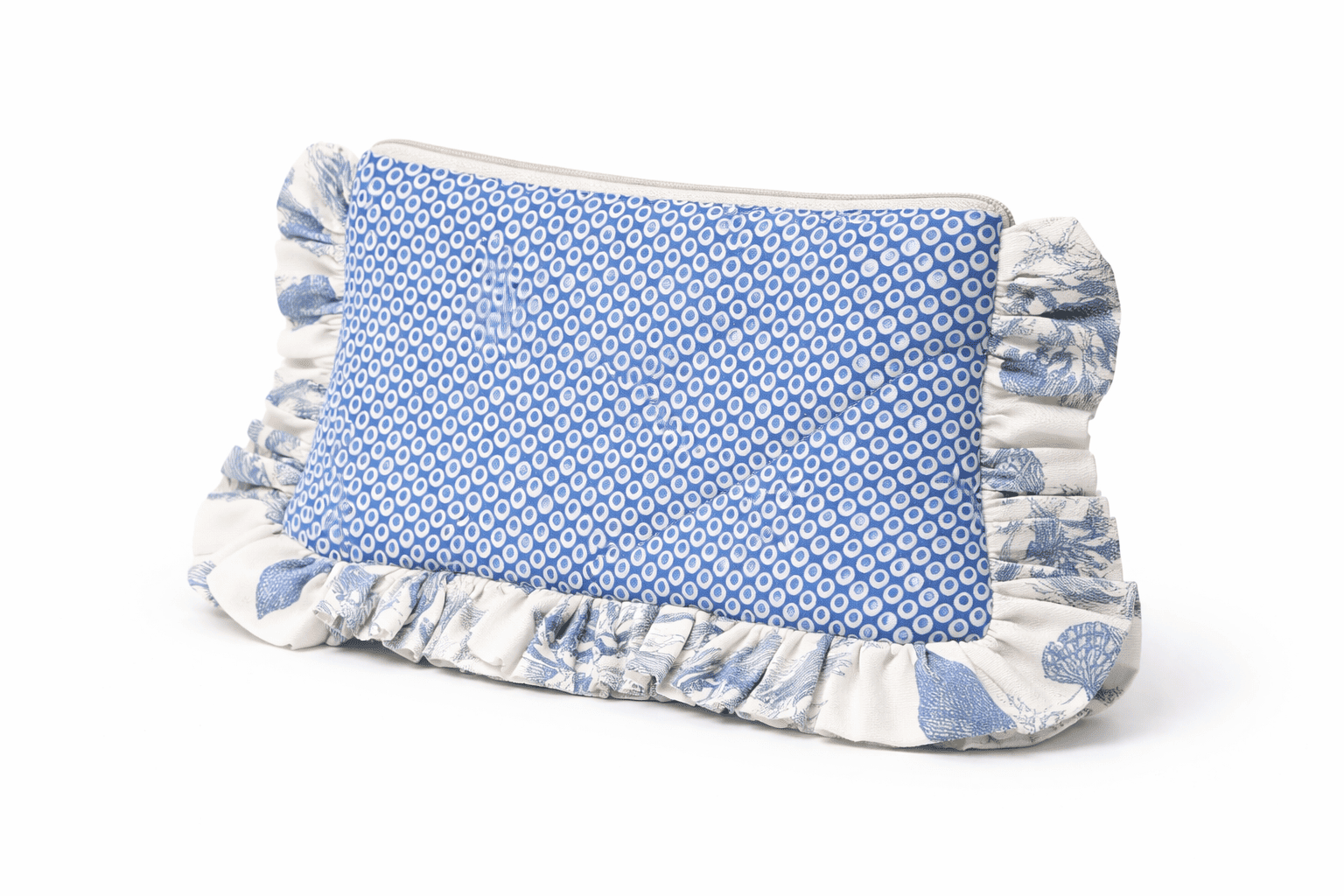 Pochette S Bleue à Volants – Pochette zippée élégante et originale – Image 2