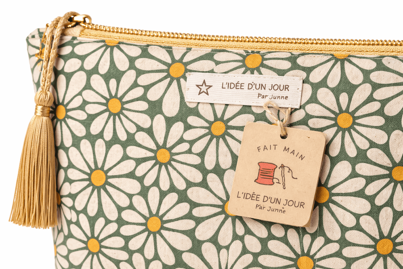 trousse m fleurie verte fermeture zip maquillage zoomer