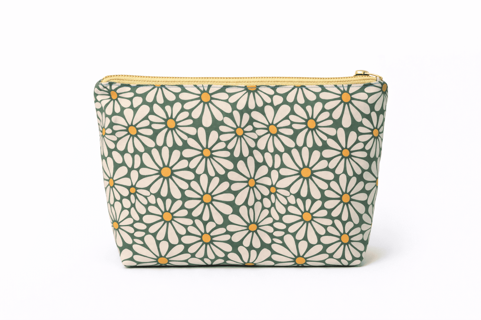 trousse m fleurie verte fermeture zip maquillage de dos