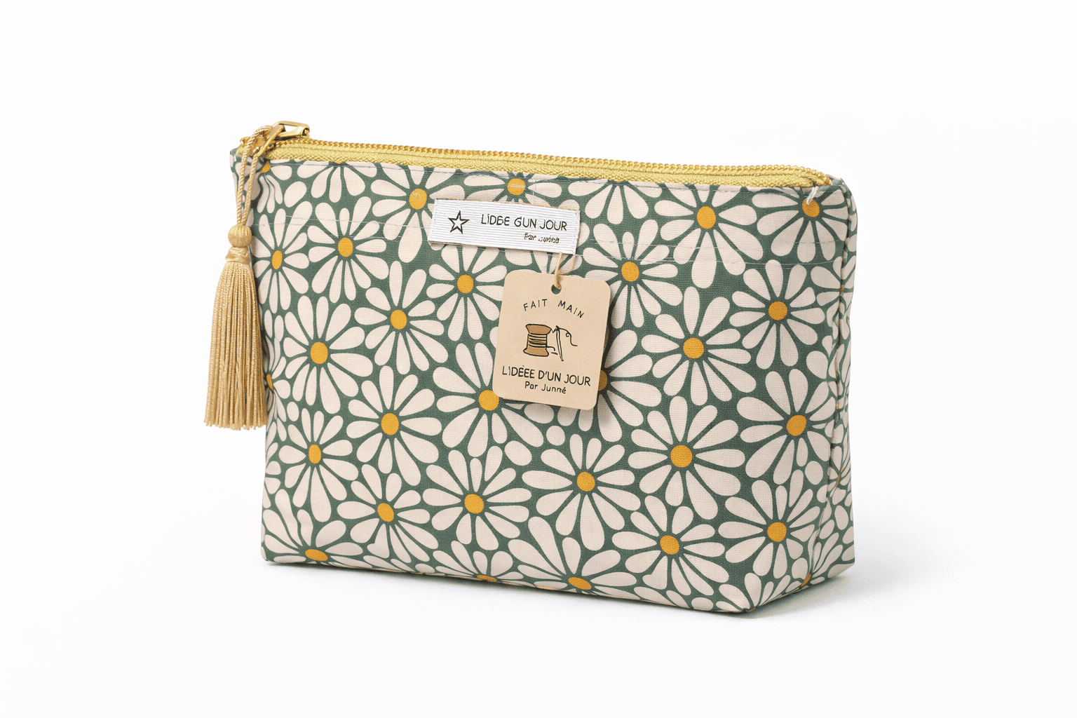 trousse m fleurie verte fermeture zip maquillage de coter