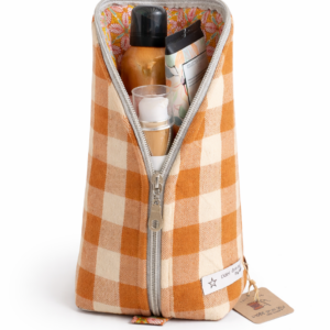 trousse verticale m fleurie retro rose orange rangement maquillage de face