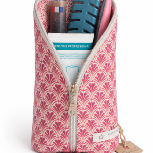 trousse verticale s rose motif art deco rangement maquillage de face
